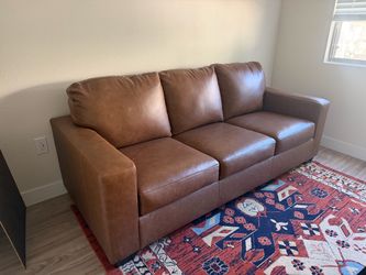 Brown Leather Queen Sleeper Sofa