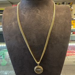 10KT  Cuban chain with last supper pendant 44129-1