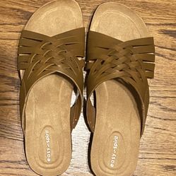 Women’s Leather Slip On Sandals- Size 9.5M