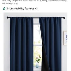 Blackout Navy Blue Window Curtains