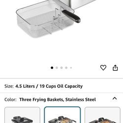 Hamilton Beach Electric Deep Fryer with Lid 4.5 Liters / 19 Cups Oil Capacity, Temperature Control, View Window, Professional Style, 1800 Watts, Three