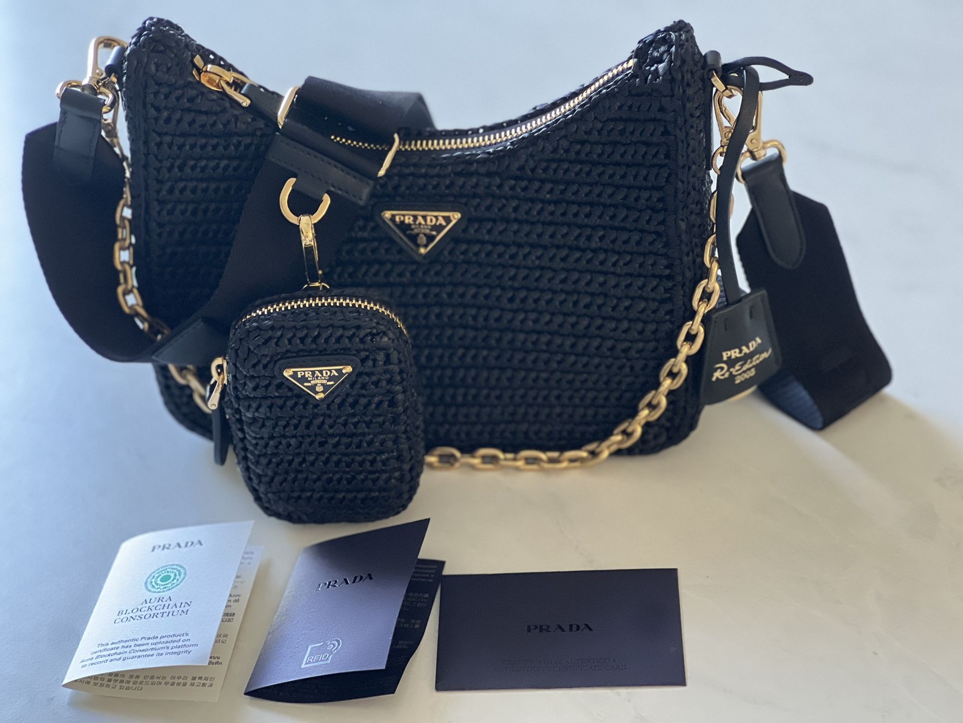 Brand New Authentic Prada Re-Edition 2005 Raffia Bag