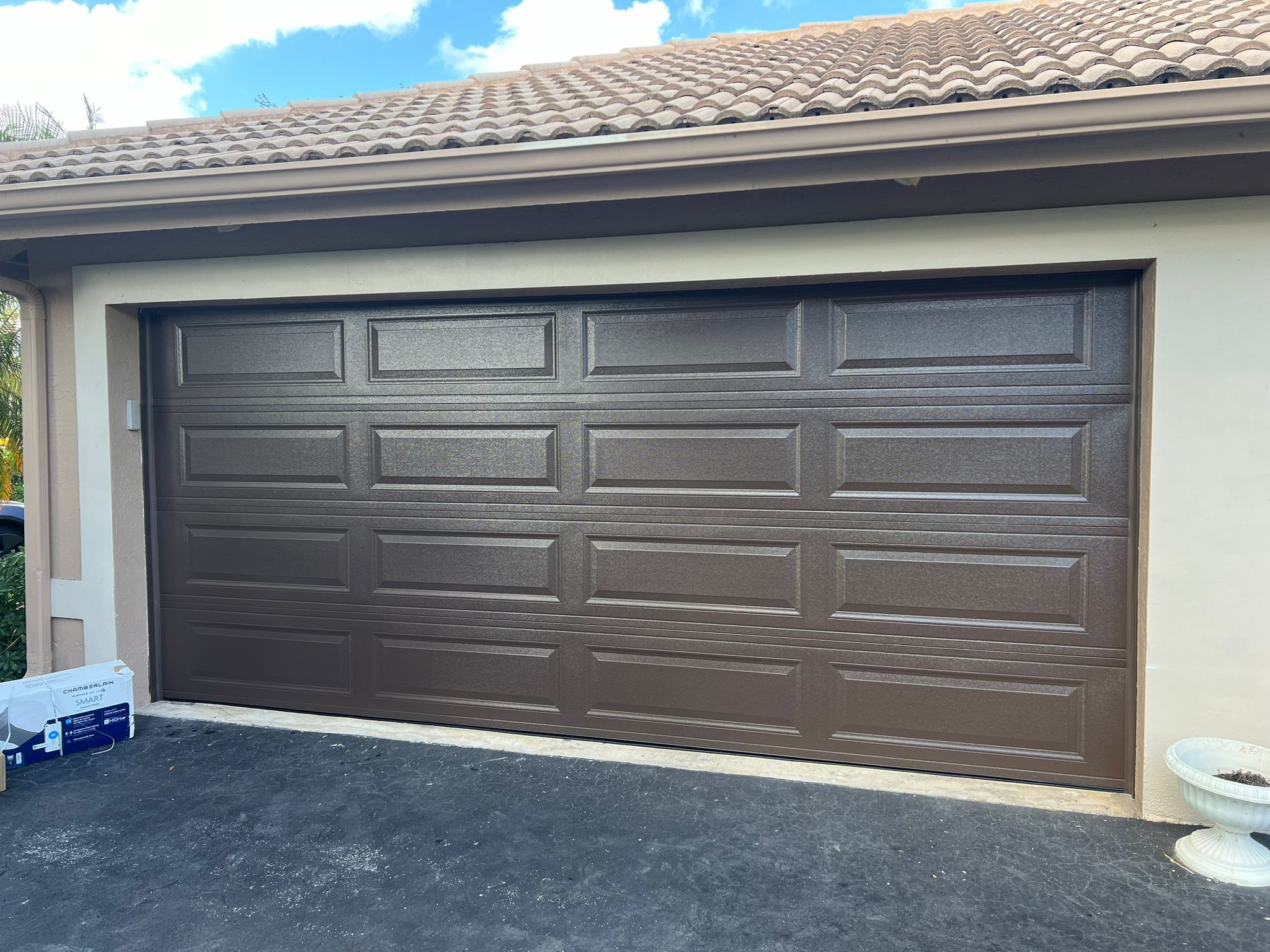 New Dark Brown Garage Door 16x7 + FREE Install (Short / Long Panel)