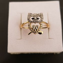 10kt Gold Tri Tone Owl Ring 