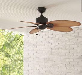 Lillycrest 52 in. Indoor/Outdoor Aged Bronze Ceiling Fan with Downrod and Reversible Motor; Light Kit Adaptable 