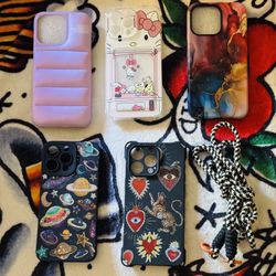 5 iPhone 15 Pro Max Cases Bundle ALL NEW Hello Kitty Puffer Crossbody Celestial