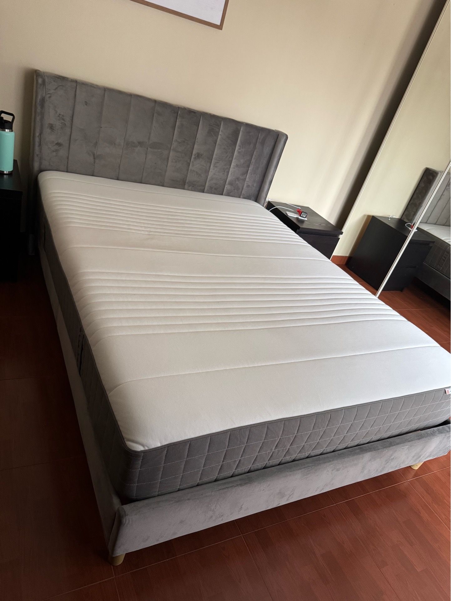 Queen bed frame with mattress