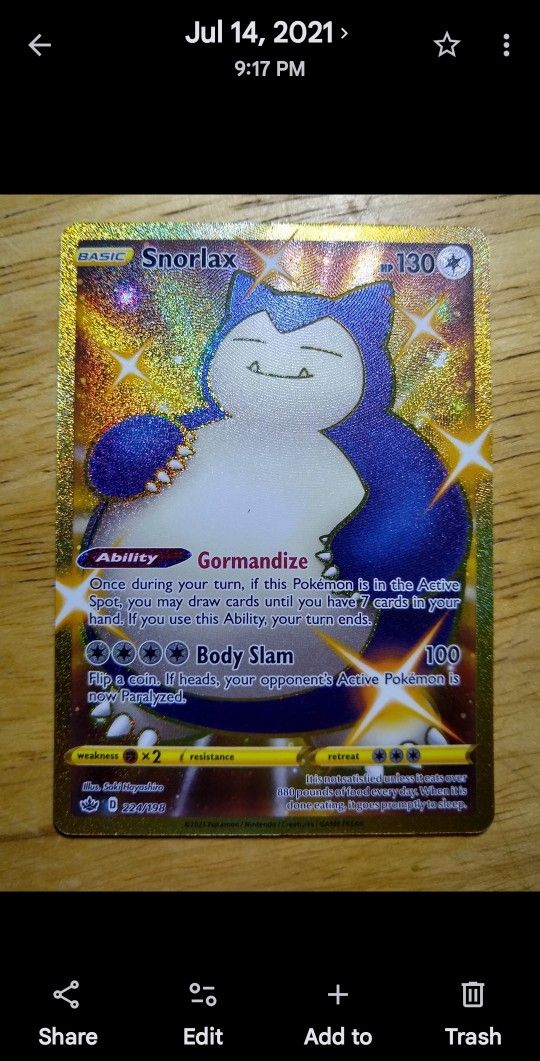 Snorlax (Secret) - SWSH06: Chilling Reign. 224/198