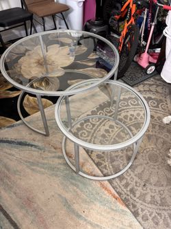 Glass Coffee Table And Side Table Matching Set