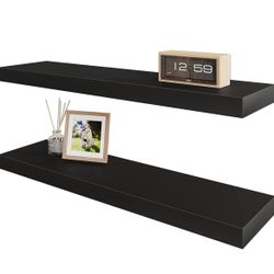 BAMEOS Floating Wall Shelf Black Decor Wall Mounted Shelves Hanging Shelf Set L24xW6