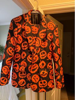 Adult Jack-O-Lantern Suit Jacket & Pants 100% Polyester -Size Large 42-44