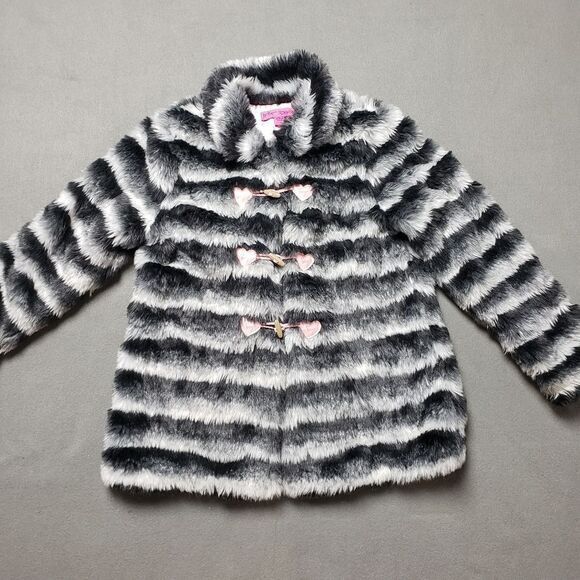 Betsey Johnson Girls Large Faux Fur Jacket
