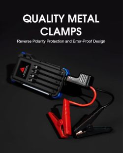 Solar Car Battery / Solar Jump Starter, 5000A Peak 12V Portable Jump Box for Up to 10.0L Gas & 6.0L Diesel Engines, Battery Pack with Built in Charge