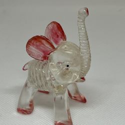 Vintage Elephants Figures Lucite Acrylic Hong Kong Clear Pink