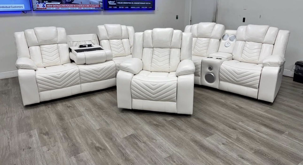 WHITE LEATHER sofa & loveseat π€π€π€π€