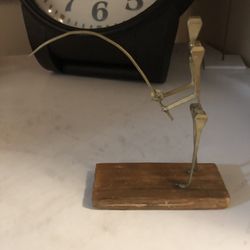 Small Metal And Wood Fisherman Sculpture 