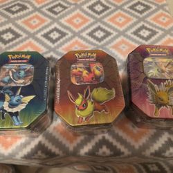 Pokémon Tins 2019 Elemental Powers Jolteon,Vaporeon,Flareon GX Sealed Set of 3