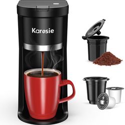 Mini Single Serve Coffee Maker for K Cup and Ground Coffee, Fast Brew One Cup Coffee Machine with Descaling Reminder and Water Window, 6 to 12 oz. Bre