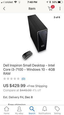 New dell inspiron desktop I-3 7100 1 tb