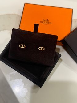 Hermes 18k rose gold earrings