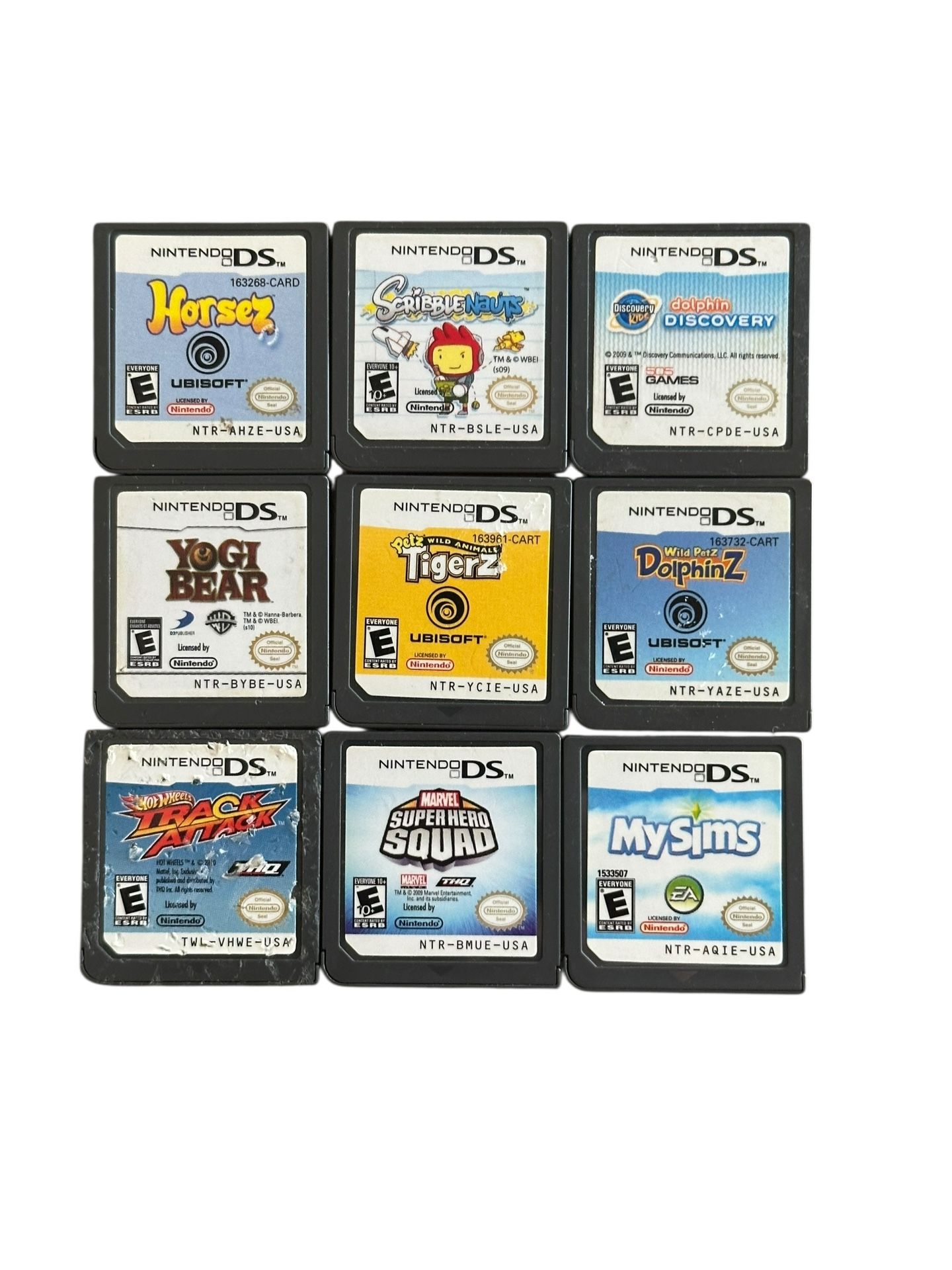 Lot of 9 Nintendo DS Games! Track Attack,Marvel Superhero Squad,Yogi Bear,Horsez