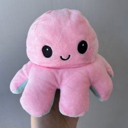 Pink and blue reversible octopus plush