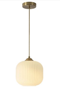 Modern Gold White Glass Pendant Light Contemporary Brass