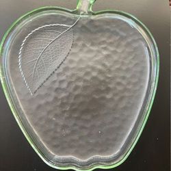Large Vintage Glass Apple & Leaf Serving Platter
