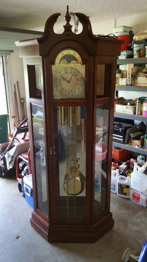 1992 Ridgeway Grandfather Clock Curio Cabinet For Sale In Cocoa