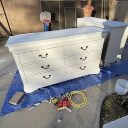 White Dresser With Black Handles 