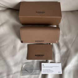 Burberry Tan Leather Sunglasses Case with Box & Authenticity Card