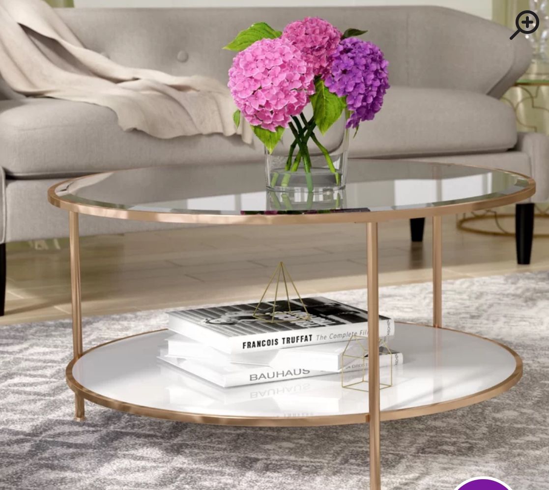 Rose Gold And Glass Round Coffee Table 