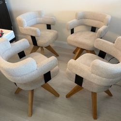 Art Leon Modern Wood and Upholstered Swivel Chair (Set of 4)