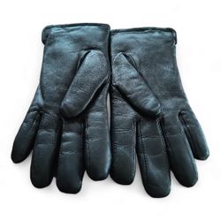 Cire lambskin leather rabbit fur women's gloves Size S