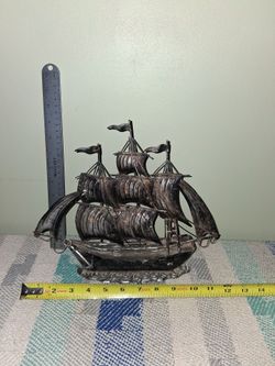 Metal Tall Ship Sailing Vessel Figurine