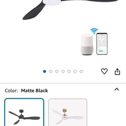 52“ Smart Ceiling Fans with Lights and Remote,Quiet DC Motor,Modern Black Outdoor Indoor Ceiling Fan,High CFM,Controlled by WiFi Alexa,APP,Dimmalbe LE