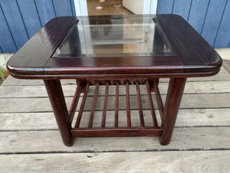 Cherry Wood Table With Glass Inset. Custom Made