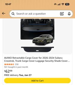 Subarus Crosstrek Cargo Cover