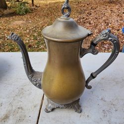 Antique Brass And Pewter Tea/coffee Pot