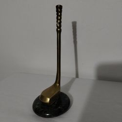 VINTAGE GOLF BRASS - MARBLE PAPERWEIGHT 7"×2.5" - V32