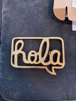 HOLA Gold Metal Sign