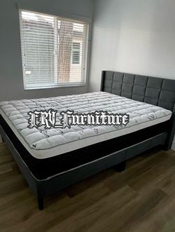 New queen bed frame with mattress