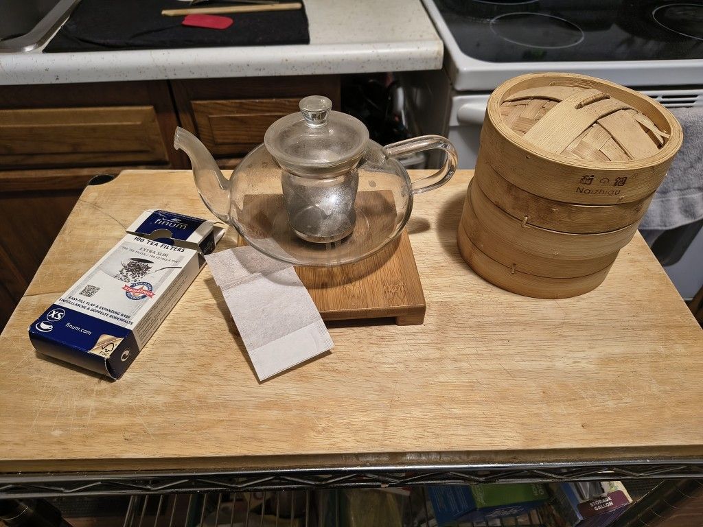 Bamboo Tea & Steamer Basket Set