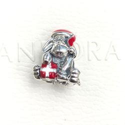 RETIRED Pandora Eeyore Christmas Charm #789449C01 + Free Pandora Gift Box 