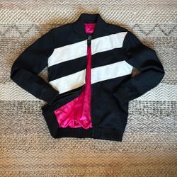 PRSVR Uptown Flight Suit Bomber Jacket w/ Cross Body Leather Stripes Men’s Medium