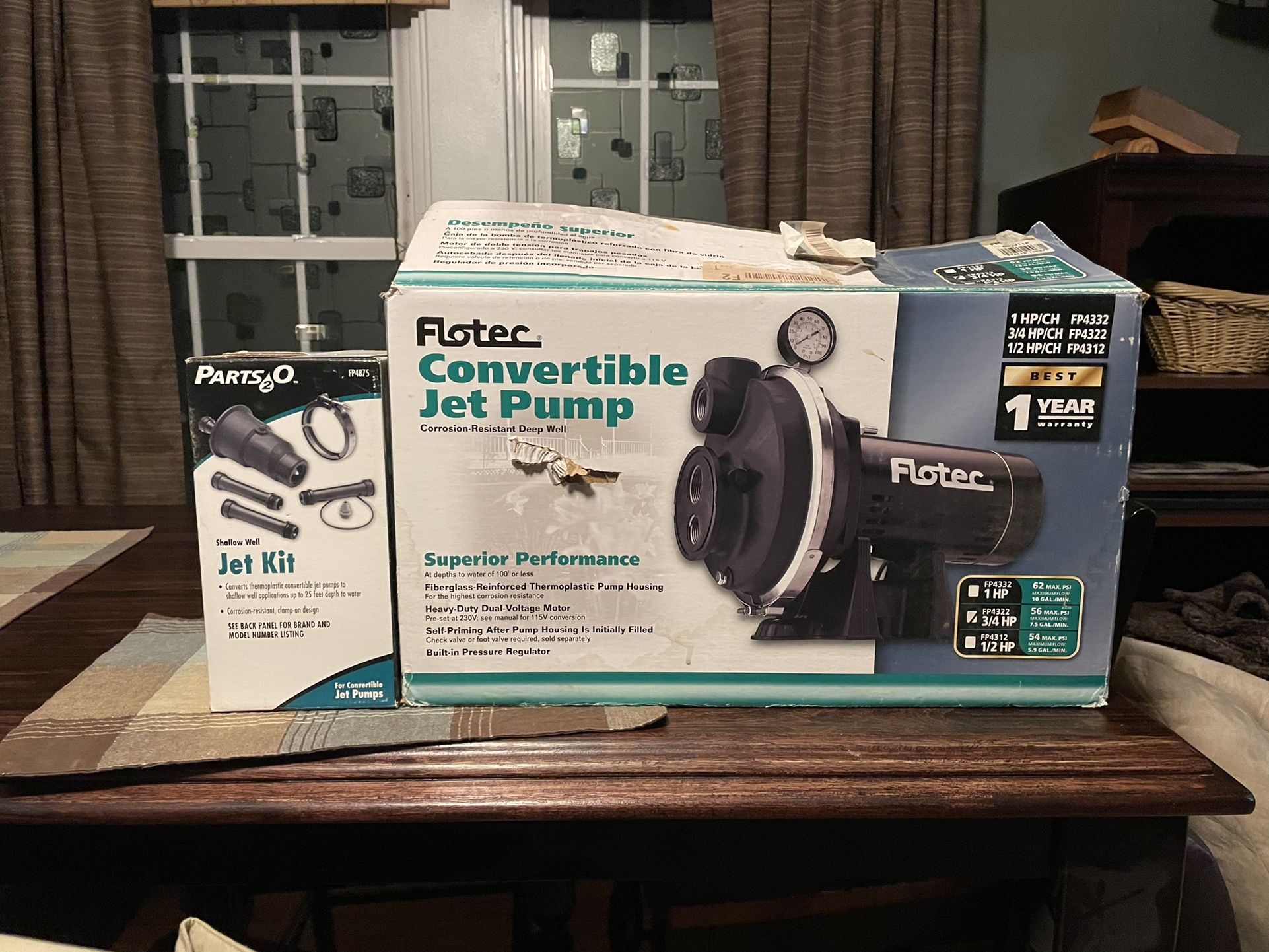 *NIB* Flotec 3/4 HP Convertible Jet Pump And Shallow Well Kit