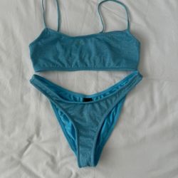 Shimmery Bright Blue Triangl Bikini 