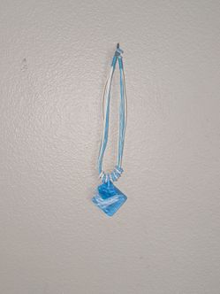 Light Blue Geometric Fused Glass Pendant Necklace