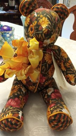 Brown, Orange Print Bear