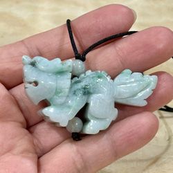💯 Grade A Natural Burmese Emerald Green Jadeite Jade Flying Dragon Pendant/ Necklace
